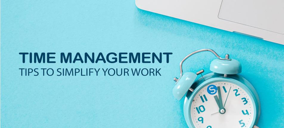 Image of an alarm clock with the text "Time Management: Tips to Simplify Your Work"